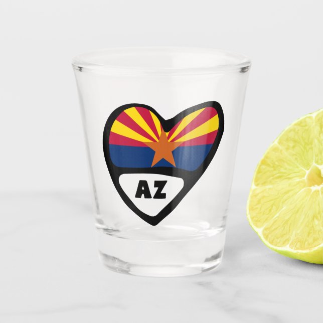 Arizona, AZ State Flag In Heart Shot Glass (Front)