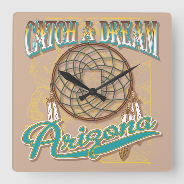 Arizona Bad Dreams Catcher Square Wall Clock (Front)