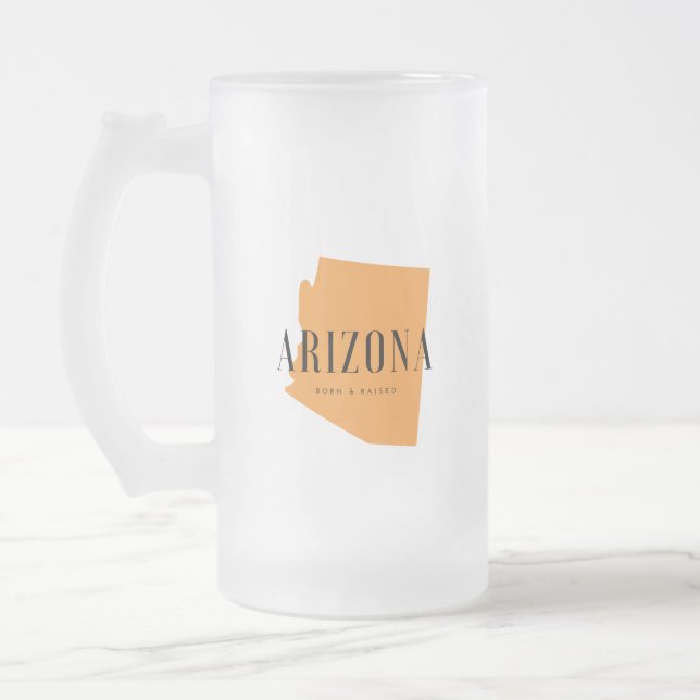 Arizona Born & Raised Frosted Glass Beer Mug (Left)