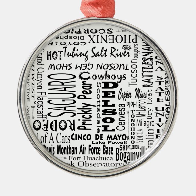 Arizona Buzz Words Metal Tree Decoration (Front)
