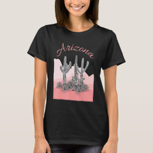 Arizona Cactus Desert Scene Coral Pink T-Shirt