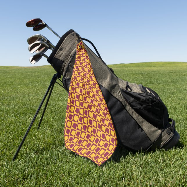 Arizona Checkerboard Maroon and Gold Golf Towel (Green)