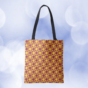 Arizona Checkered Maroon and Gold Pattern Tote Bag