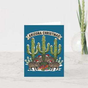 Arizona Christmas Javelina Family Desert Saguaros Card