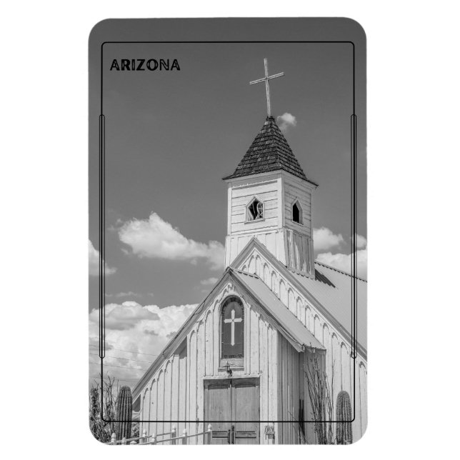 Arizona Church in Monochrome Magnet (Vertical)