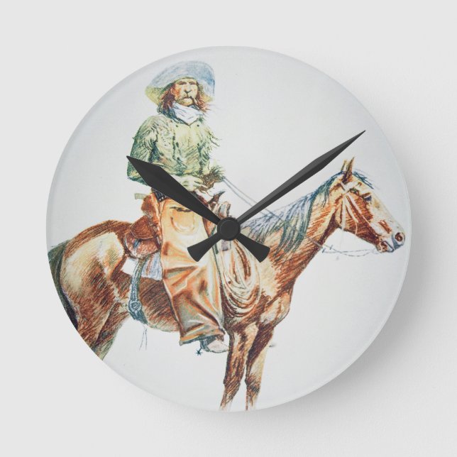 Arizona Cowboy, 1901 (crayon on paper) Round Clock (Front)