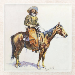 Arizona Cowboy Western Art by Frederic Remington Glass Coaster