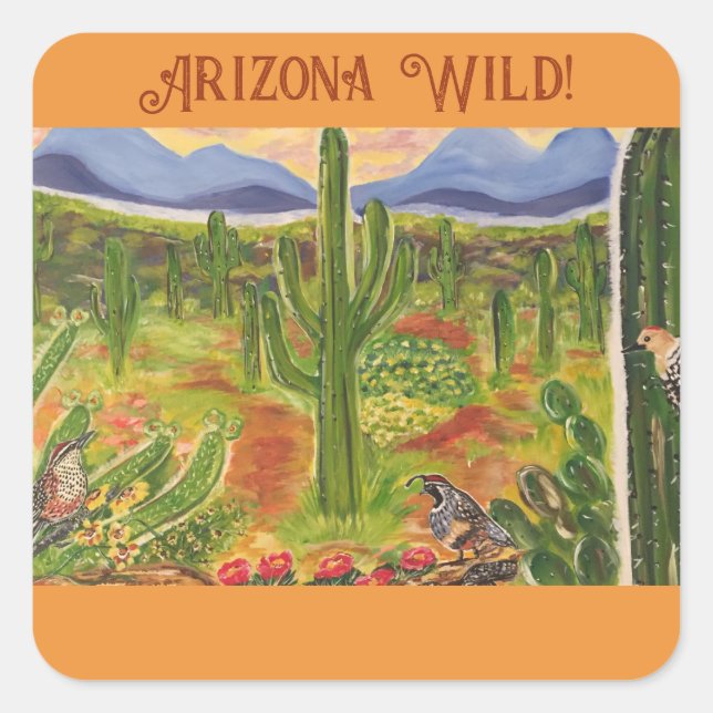 Arizona Desert Art Square Sticker (Front)