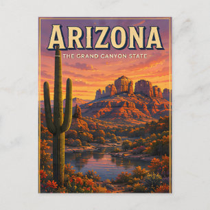 Arizona Desert Cactus Mountain Sunset Views Postcard