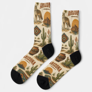Arizona Desert Cactus Southwest Road Trip Art Socks