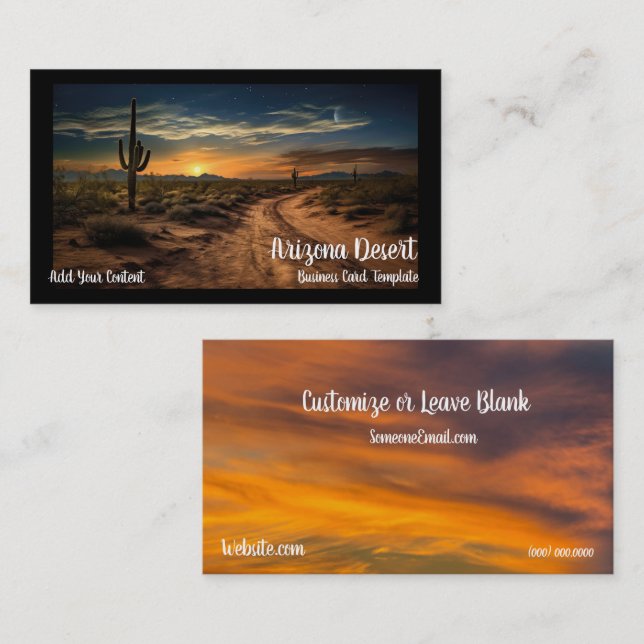 Arizona Desert Cactus Sunset Business Card (Front/Back)