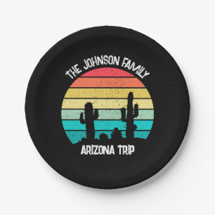 Arizona Desert Cactus Sunset Personalised Paper Plate