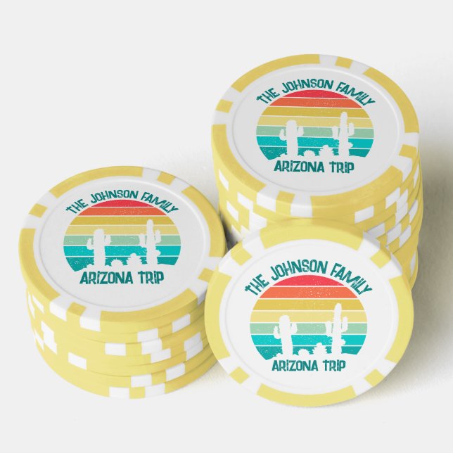Arizona Desert Cactus Sunset Personalized Poker Chips (Stack)