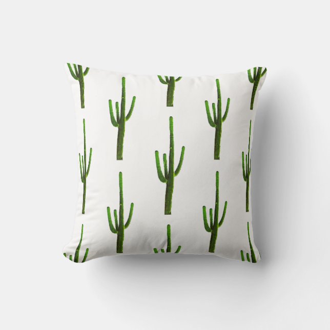 Arizona Desert Creen Saguaro Cactus Cushion (Front)