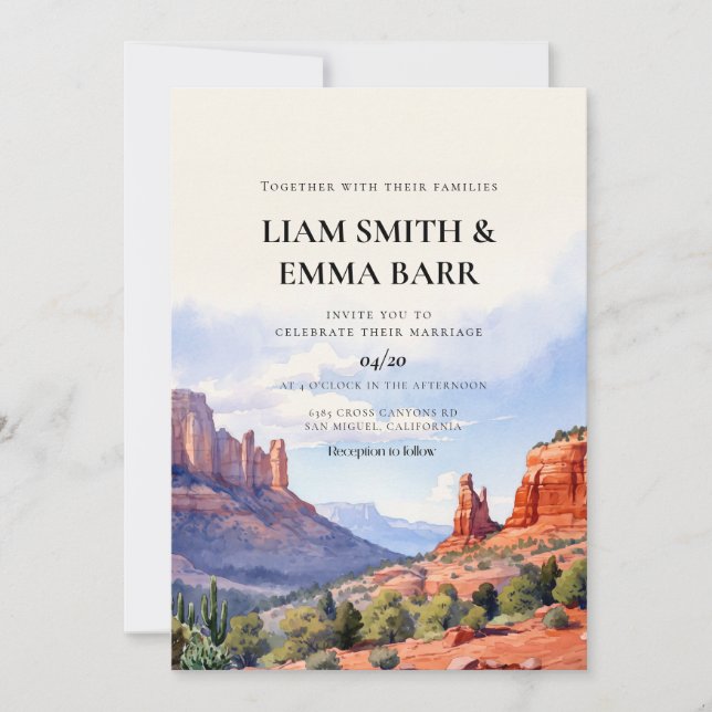 Arizona Desert Monument Valley Destination Wedding Invitation (Front)