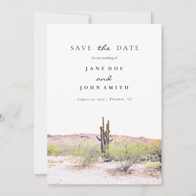 Arizona Desert Mountain Saguaros Save The Date (Front)