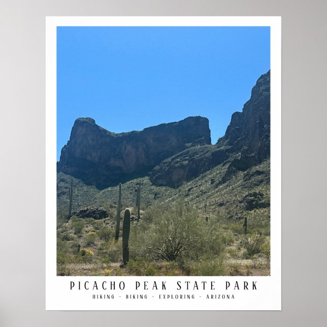 Arizona Desert Picacho Peak Vertical Mountains Art Poster (Front)