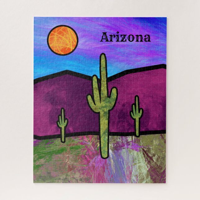 Arizona Desert Stained Glass Jigsaw Puzzle (Vertical)