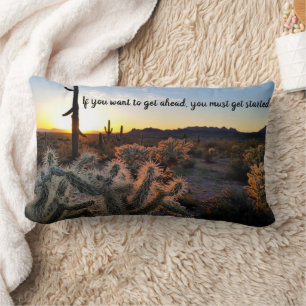 Arizona Desert Sunset Cactus Inspirational Saying Lumbar Cushion