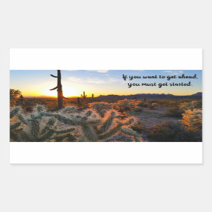Arizona Desert Sunset Cactus Inspirational Saying Rectangular Sticker