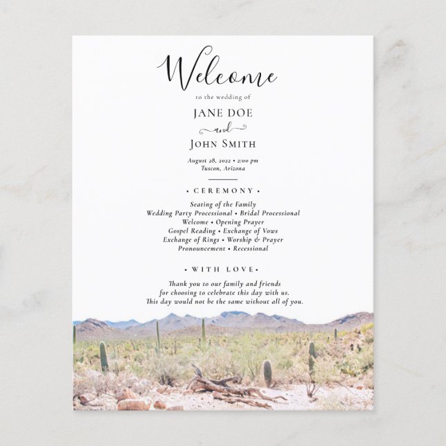 Arizona Desert Wedding Program Flyer (Front)