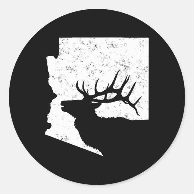 Arizona Elk Hunting   Bull Elk AZ State Shape  Classic Round Sticker (Front)
