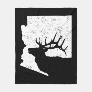 Arizona Elk Hunting   Bull Elk AZ State Shape  Fleece Blanket