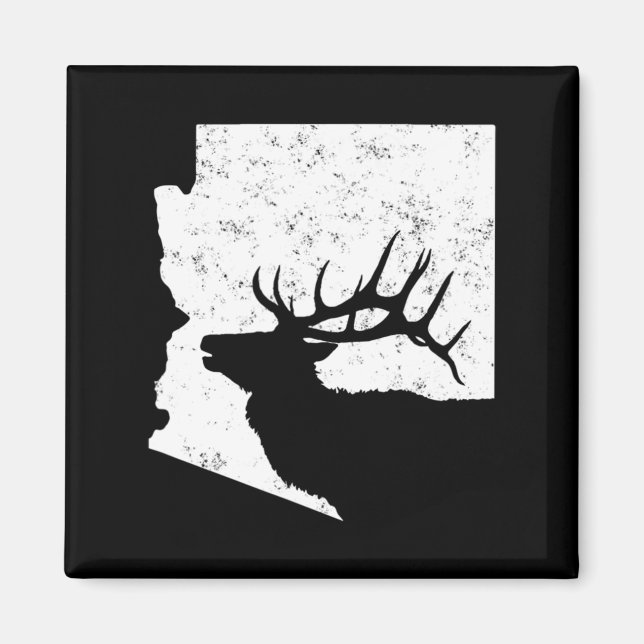Arizona Elk Hunting   Bull Elk AZ State Shape  Magnet (Front)