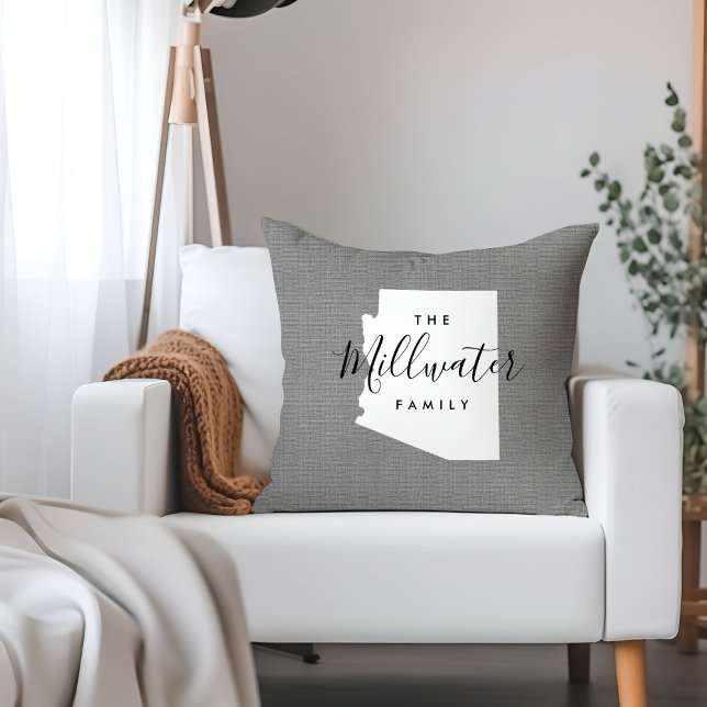 Arizona Family Monogram State Throw Pillow (Creator Uploaded)