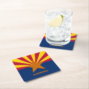 Arizona Flag & Arizona State USA party/sport fans Square Paper Coaster