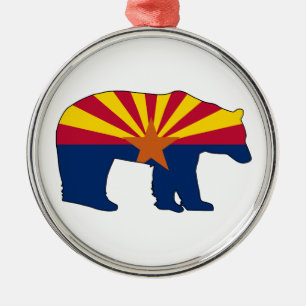 Arizona Flag Bear Metal Tree Decoration