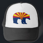 Arizona Flag Bear Trucker Hat<br><div class="desc">Arizona has it all,  desert,  forests,  mountains,  lakes. There's climbing,  skiing,  hiking,  paddling,  and endless terrain to pursue all of your outdoor activities!  This cool design is the Arizona State Flag inside of a bear.</div>
