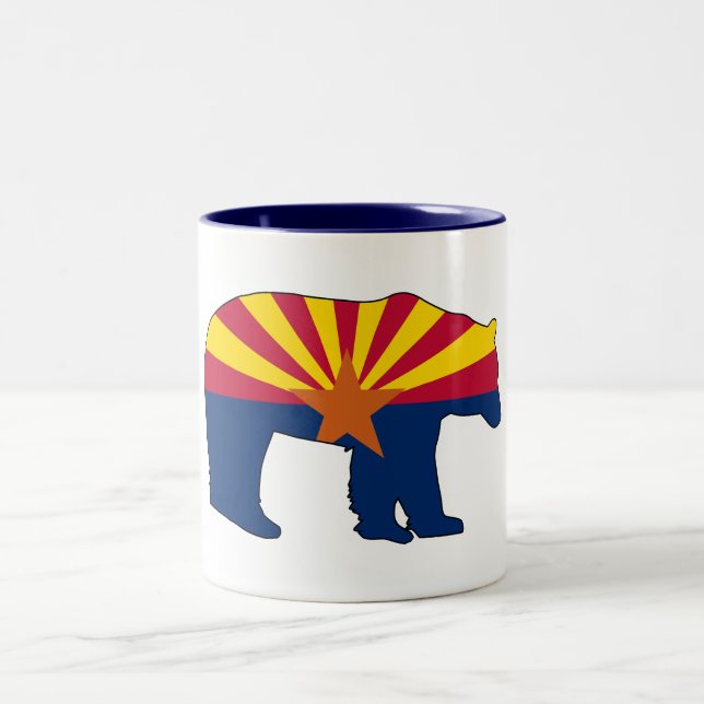 Arizona Flag Bear Two-Tone Coffee Mug (Center)