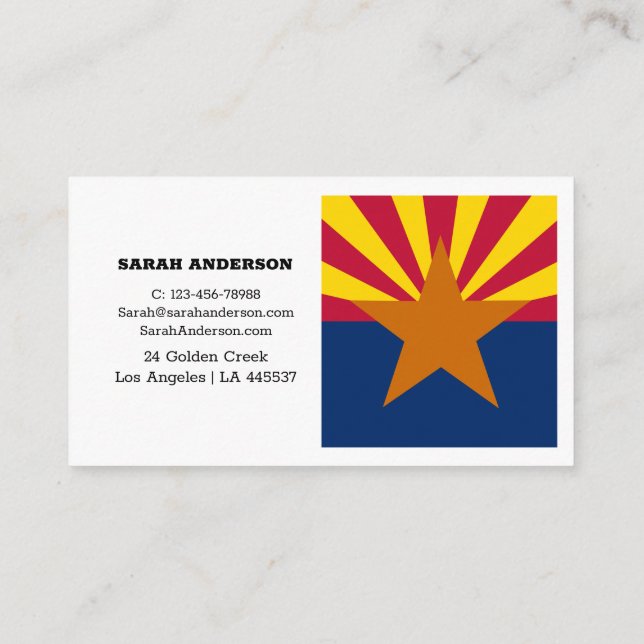 Arizona Flag Elegant Business Cards / USA (Back)