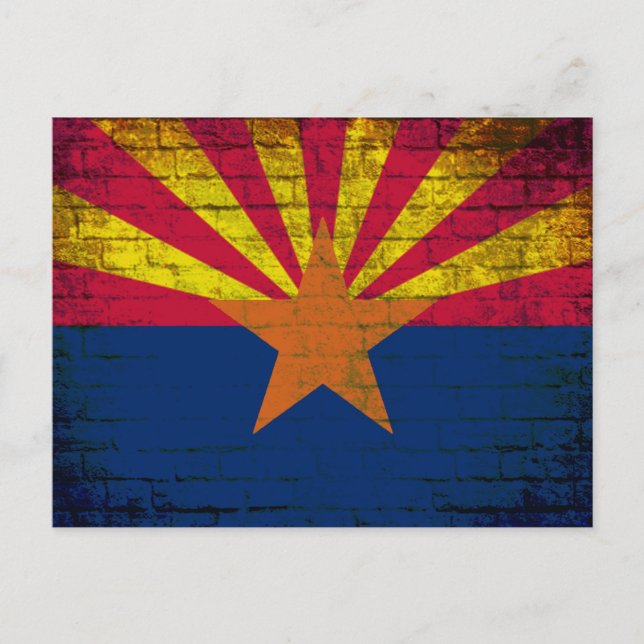 Arizona flag grunge brick wall postcard (Front)