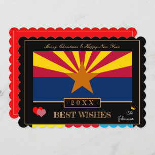 Arizona Flag & Happy New Year /Best Wishes USA Holiday Card