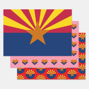 Arizona Flag, Heart & Arizona Fashion /Gift Set Wrapping Paper Sheet