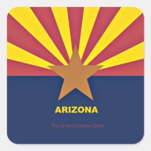 Arizona Flag, labeled Square Sticker