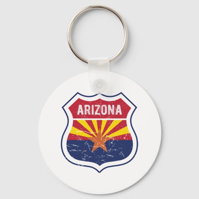 Arizona Flag Route 66 Poster Acrylic Print Triptyc Key Ring (Front)