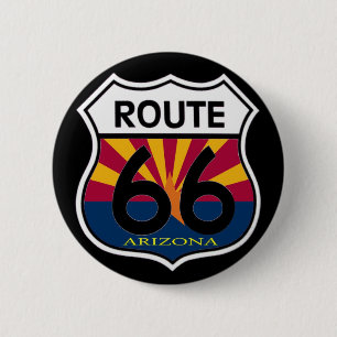 Arizona Flag Route 66 Shield 6 Cm Round Badge