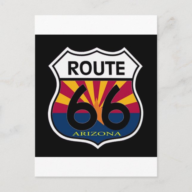 Arizona Flag Route 66 Shield Postcard (Front)