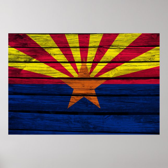 Arizona Flag Rustic Wood Poster (Front)