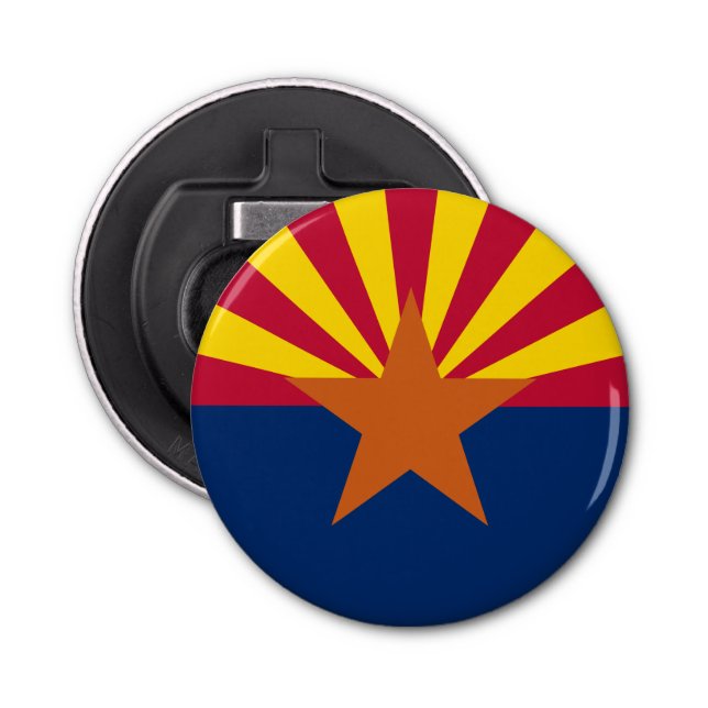 Arizona Flag: Setting Star Sun, The Copper State Bottle Opener (Front)