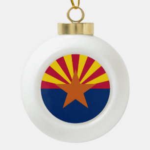 Arizona Flag: Setting Star Sun, The Copper State Ceramic Ball Christmas Ornament