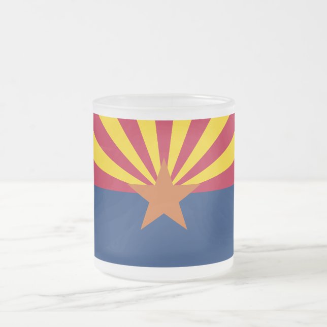 Arizona Flag: Setting Star Sun, The Copper State Frosted Glass Coffee Mug (Center)