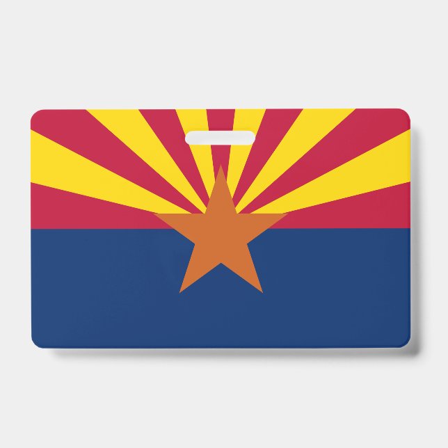 Arizona Flag: Setting Star Sun, The Copper State ID Badge (Front)