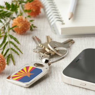 Arizona Flag: Setting Star Sun, The Copper State Key Ring
