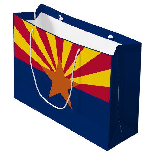 Arizona Flag: Setting Star Sun, The Copper State Large Gift Bag (Front Angled)