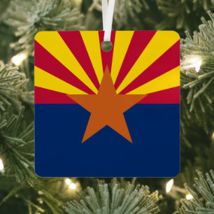 Arizona Flag: Setting Star Sun, The Copper State Metal Tree Decoration