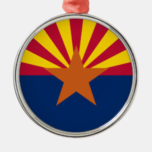 Arizona Flag: Setting Star Sun, The Copper State Metal Tree Decoration